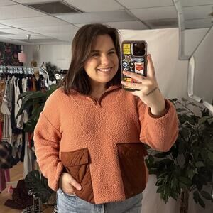 Madewell Fleece Quilted-Pocket Popover Jacket in Rose Dust Size XS